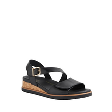 Load image into Gallery viewer, Ziera Vamsy Black-Black Adjustable Wedge Sandal