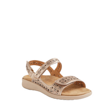 Load image into Gallery viewer, Ziera Belon Champagne-Almond Adjustable Flat Sandal