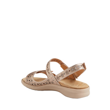 Load image into Gallery viewer, Ziera Belon Champagne-Almond Adjustable Flat Sandal