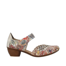 Load image into Gallery viewer, Rieker 43753-91 Beige-Multi Heeled Adjustable Sandal