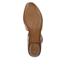 Load image into Gallery viewer, Rieker 43753-91 Beige-Multi Heeled Adjustable Sandal