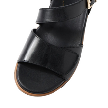 Load image into Gallery viewer, Ziera Vamsy Black-Black Adjustable Wedge Sandal