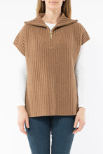 Load image into Gallery viewer, Zip Neck Poncho Vest Toffee