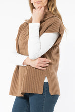 Load image into Gallery viewer, Zip Neck Poncho Vest Toffee