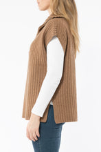 Load image into Gallery viewer, Zip Neck Poncho Vest Toffee