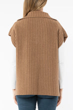 Load image into Gallery viewer, Zip Neck Poncho Vest Toffee