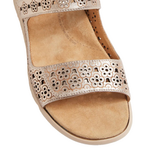 Load image into Gallery viewer, Ziera Belon Champagne-Almond Adjustable Flat Sandal