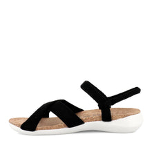 Load image into Gallery viewer, Arcopedico Tulum Black Adjustable Flat Sandal