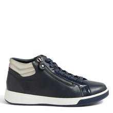 Load image into Gallery viewer, Ziera Arman Xf Navy-argengento Leather Patent Size Zip High Top Sneaker