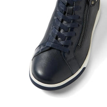 Load image into Gallery viewer, Ziera Arman Xf Navy-argengento Leather Patent Size Zip High Top Sneaker