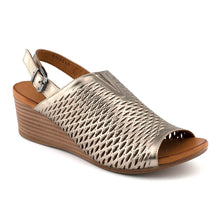 Load image into Gallery viewer, Cabello Angela Pewter Adjustable Wedge Sandal