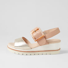 Load image into Gallery viewer, Django And Juliette Wacie Pale Gold-nude Adjustable Wedge Sandal