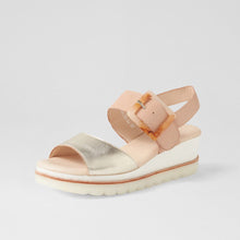 Load image into Gallery viewer, Django And Juliette Wacie Pale Gold-nude Adjustable Wedge Sandal