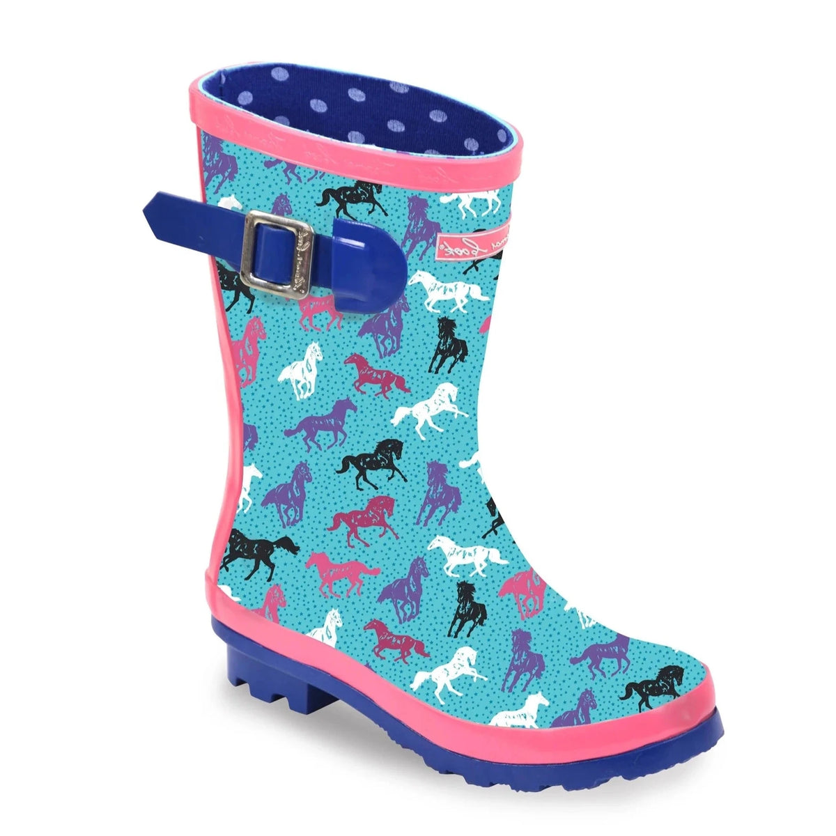 Thomas Cook Kids Horse Play 632 Pale Blue/Pink Gumboot Bayside Shoe Warehouse