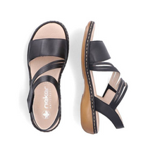Load image into Gallery viewer, Rieker 65964-00 Black Adjustable Sandal