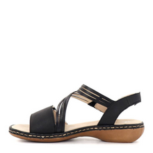 Load image into Gallery viewer, Rieker 65964-00 Black Adjustable Sandal