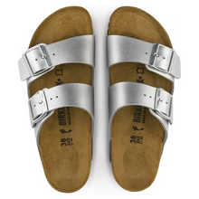 Load image into Gallery viewer, Birkenstock Arizona Orthotic Slide Silver Birko-flor Regular
