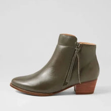 Load image into Gallery viewer, Ziera Vendas Xf Olive Leather Side Zip Ankle Boot
