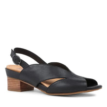 Load image into Gallery viewer, Ziera Addya XW Black Natural Heel Leather Heeled Adjustable Sandal