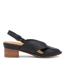 Load image into Gallery viewer, Ziera Addya XW Black Natural Heel Leather Heeled Adjustable Sandal
