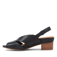 Load image into Gallery viewer, Ziera Addya XW Black Natural Heel Leather Heeled Adjustable Sandal
