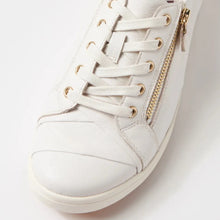 Load image into Gallery viewer, Ziera Denes Xf White-white Leather Side Zip Sneaker