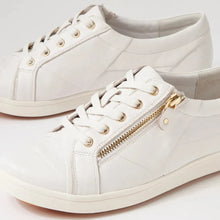 Load image into Gallery viewer, Ziera Denes Xf White-white Leather Side Zip Sneaker