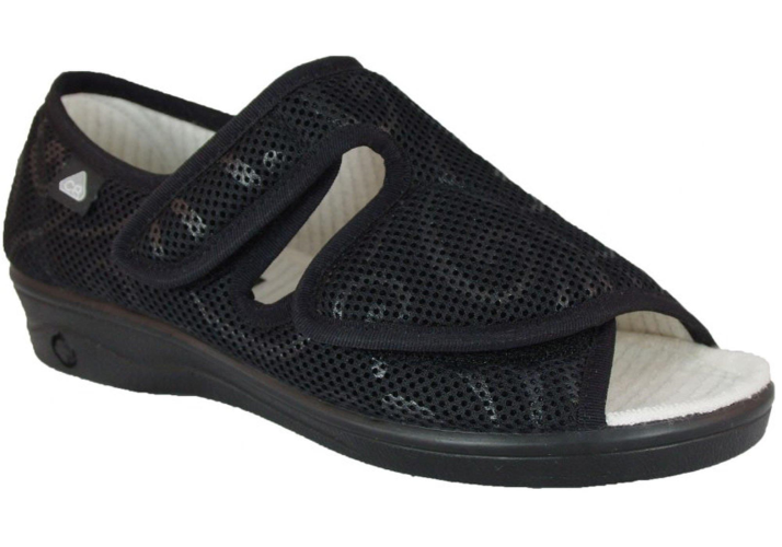 Celia Ruiz Wide Fit Touch Fastening Slippers - Breathable Mesh, Adjustable Strap, UK Size 7 Black - View #11