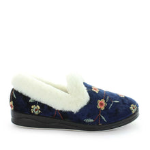 Load image into Gallery viewer, Panda Emille Slipper Navy Embroidery