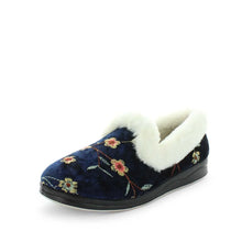 Load image into Gallery viewer, Panda Emille Slipper Navy Embroidery