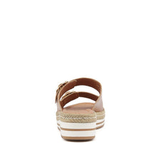 Load image into Gallery viewer, Django And Juliette Axel Dark Tan Leather Wedge Slide