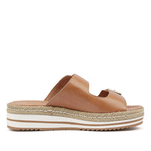 Load image into Gallery viewer, Django And Juliette Axel Dark Tan Leather Wedge Slide