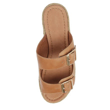 Load image into Gallery viewer, Django And Juliette Axel Dark Tan Leather Wedge Slide