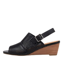Load image into Gallery viewer, Ziera Kaele W Black Leather Adjustable Wedge Sandal