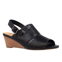 Load image into Gallery viewer, Ziera Kaele W Black Leather Adjustable Wedge Sandal