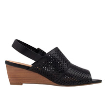 Load image into Gallery viewer, Ziera Kaele W Black Leather Adjustable Wedge Sandal