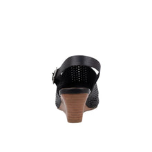 Load image into Gallery viewer, Ziera Kaele W Black Leather Adjustable Wedge Sandal