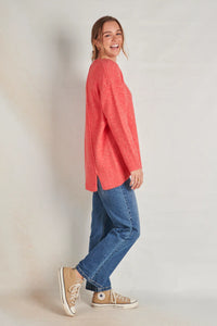 One Ten Willow Back Panel Fluff Knit Red