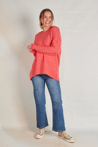 One Ten Willow Back Panel Fluff Knit Red