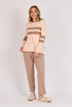 Load image into Gallery viewer, One Ten Willow Panel Stripe Tee Blush Chocolate Stripe