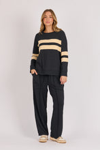 Load image into Gallery viewer, One Ten Willow Panel Stripe Tee Black Beige Stripe