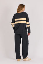 Load image into Gallery viewer, One Ten Willow Panel Stripe Tee Black Beige Stripe