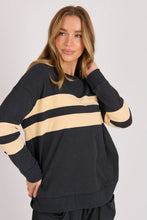 Load image into Gallery viewer, One Ten Willow Panel Stripe Tee Black Beige Stripe