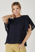 Load image into Gallery viewer, Alessi Flutter Sleeve Top Navy