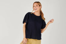 Load image into Gallery viewer, Alessi Flutter Sleeve Top Navy