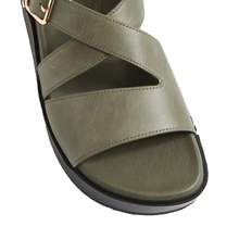 Load image into Gallery viewer, Ziera Glynice Olive Adjustable Flat Sandal