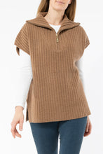 Load image into Gallery viewer, Zip Neck Poncho Vest Toffee