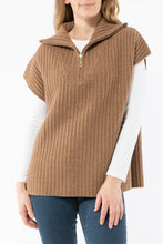 Load image into Gallery viewer, Zip Neck Poncho Vest Toffee
