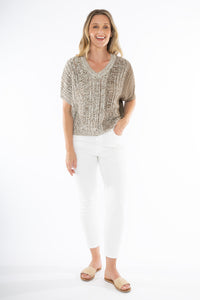 Jump V Neck Ombre Knit Natural Mix