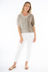 Jump V Neck Ombre Knit Natural Mix